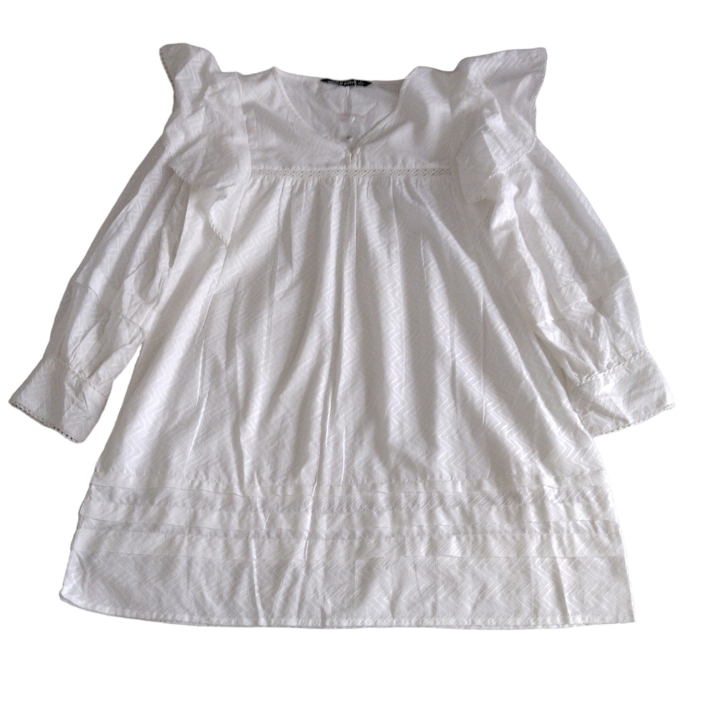 Wild Pony Small White Ruffle Shoulder Dress *Flaw